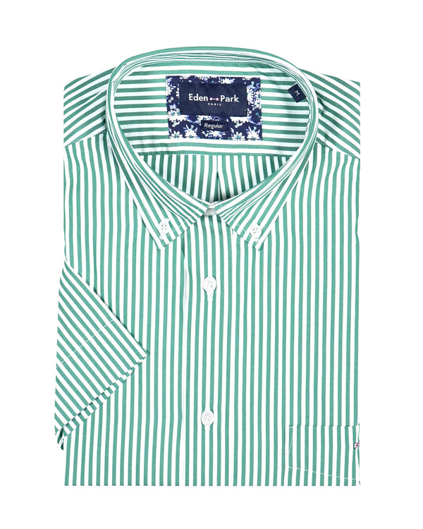 Eden Park Short Sleeved Stripe Shirt - Green