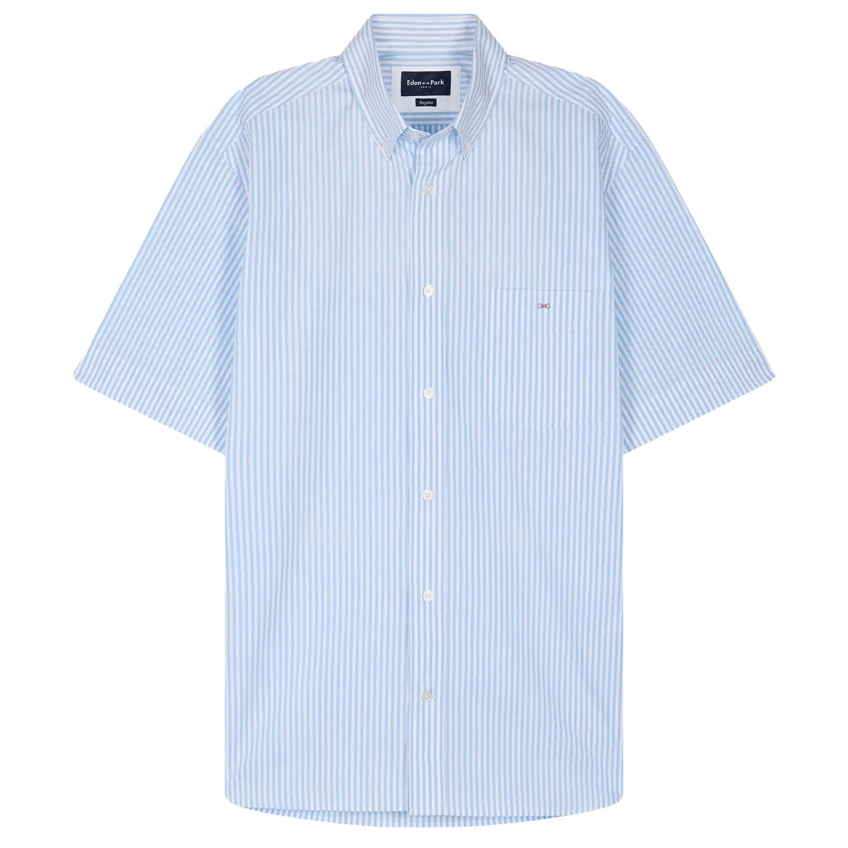 Eden Park Straight short-sleeved shirt in striped cotton - Blue