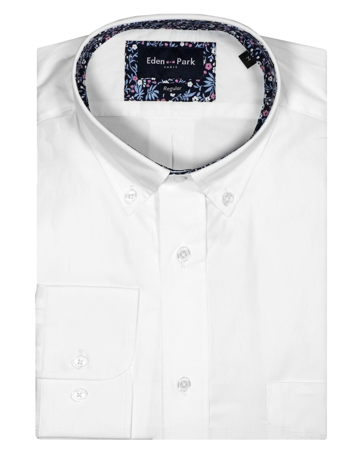 Eden Park Long Sleeved Button Down Collar Shirt - White