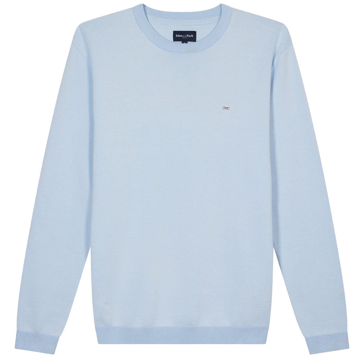 Eden Park Straight-fit round neck cotton jumper - Light Blue