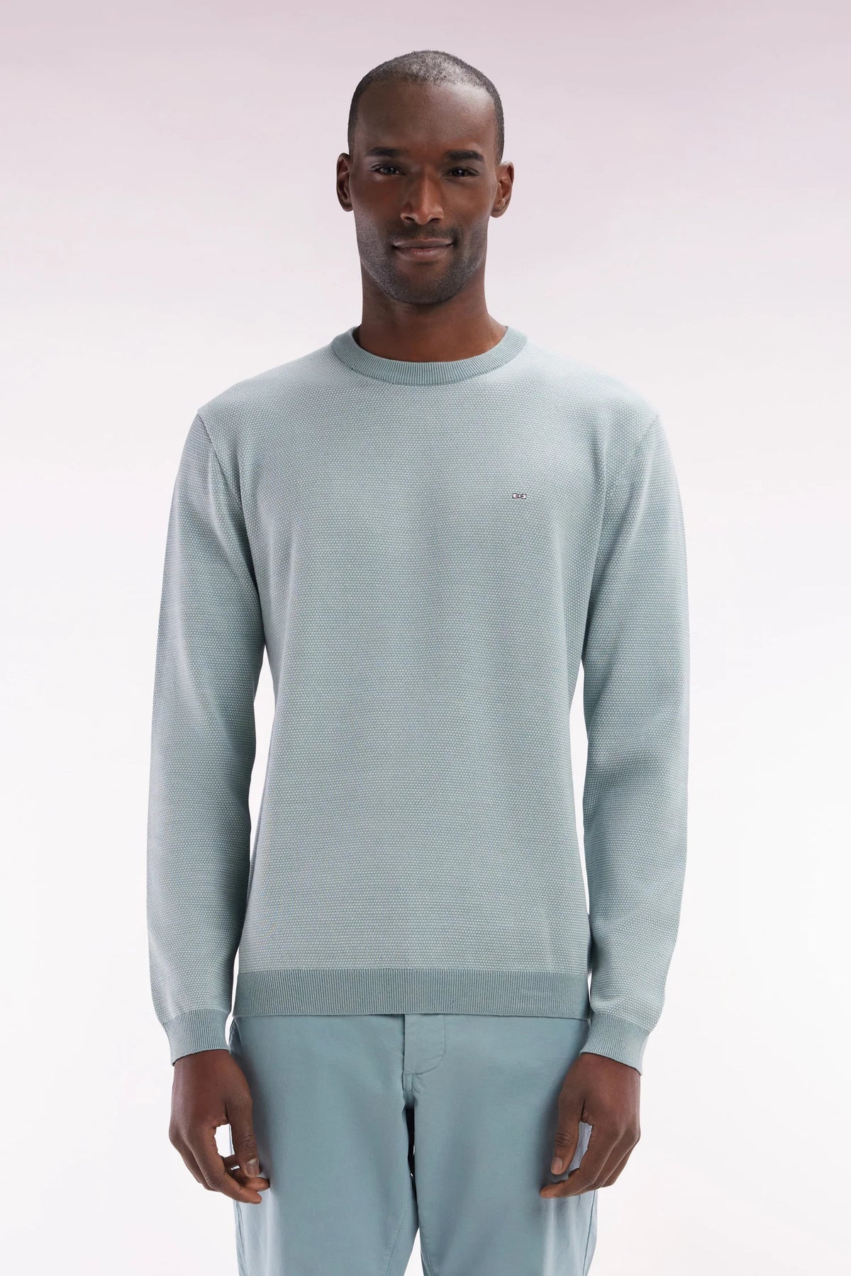 Eden Park Straight-fit round neck cotton jumper - Green