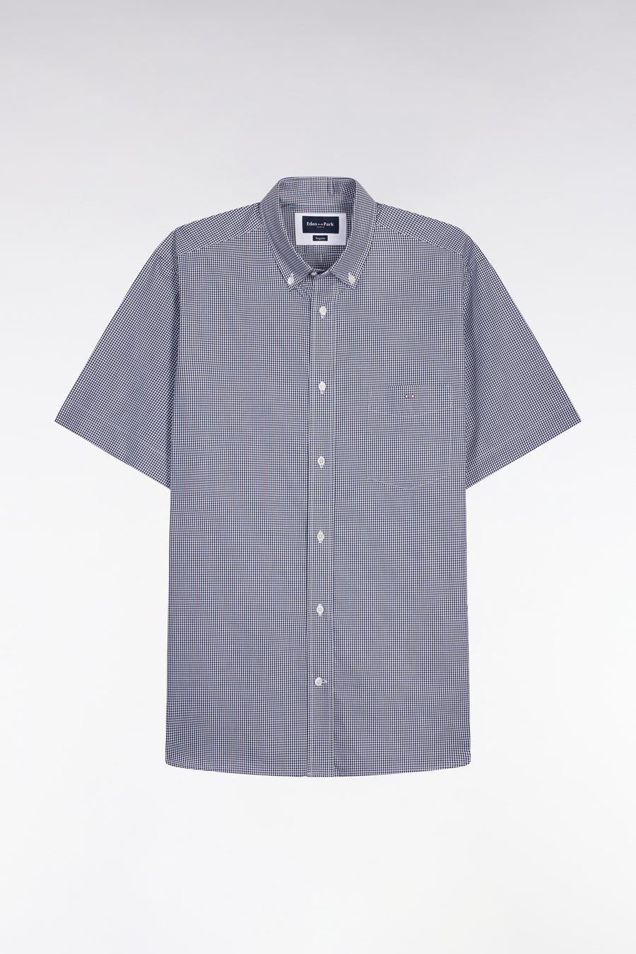 Eden Park Micro Check Short Sleeve Shirt - Navy