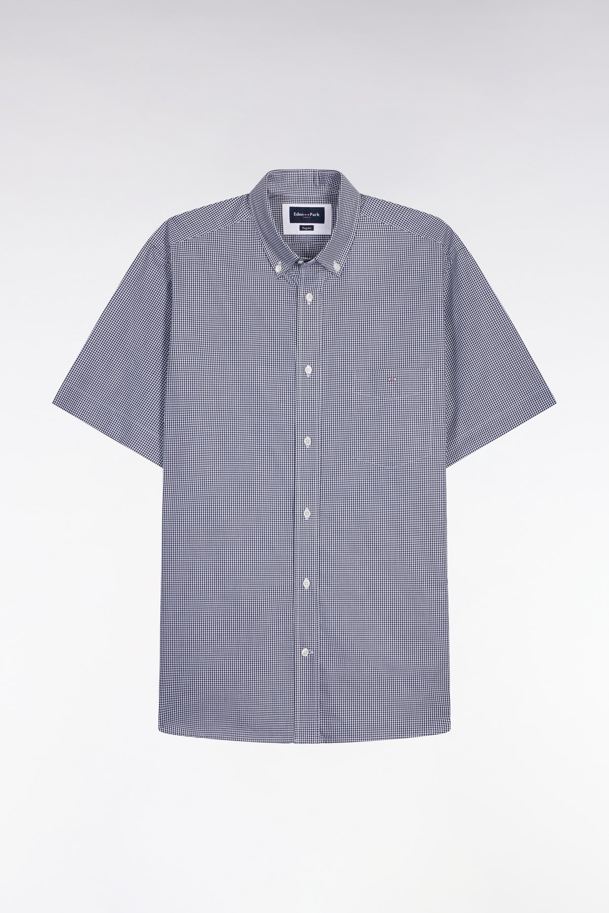 Eden Park Micro Check Short Sleeve Shirt - Navy