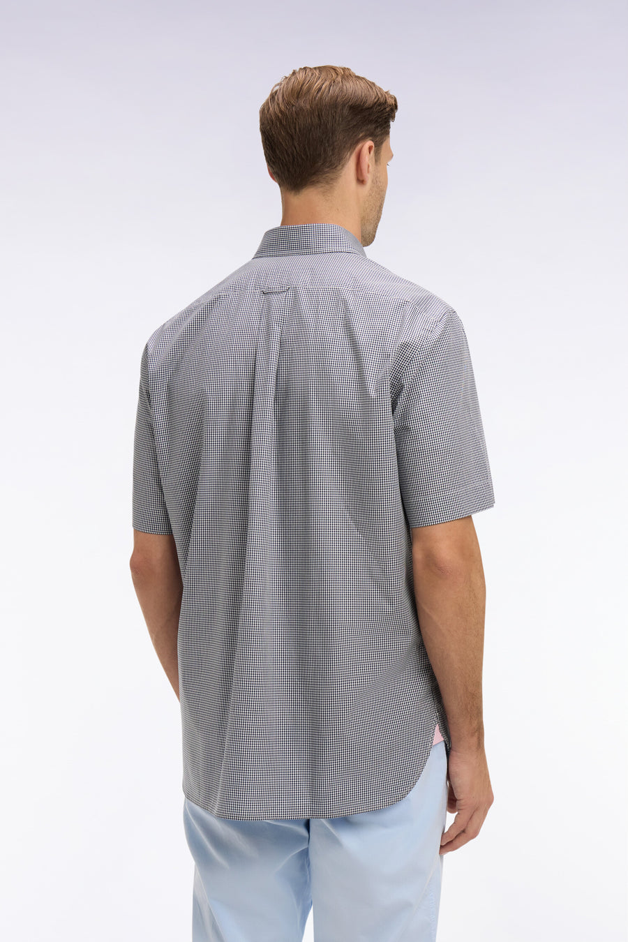 Eden Park Micro Check Short Sleeve Shirt - Navy