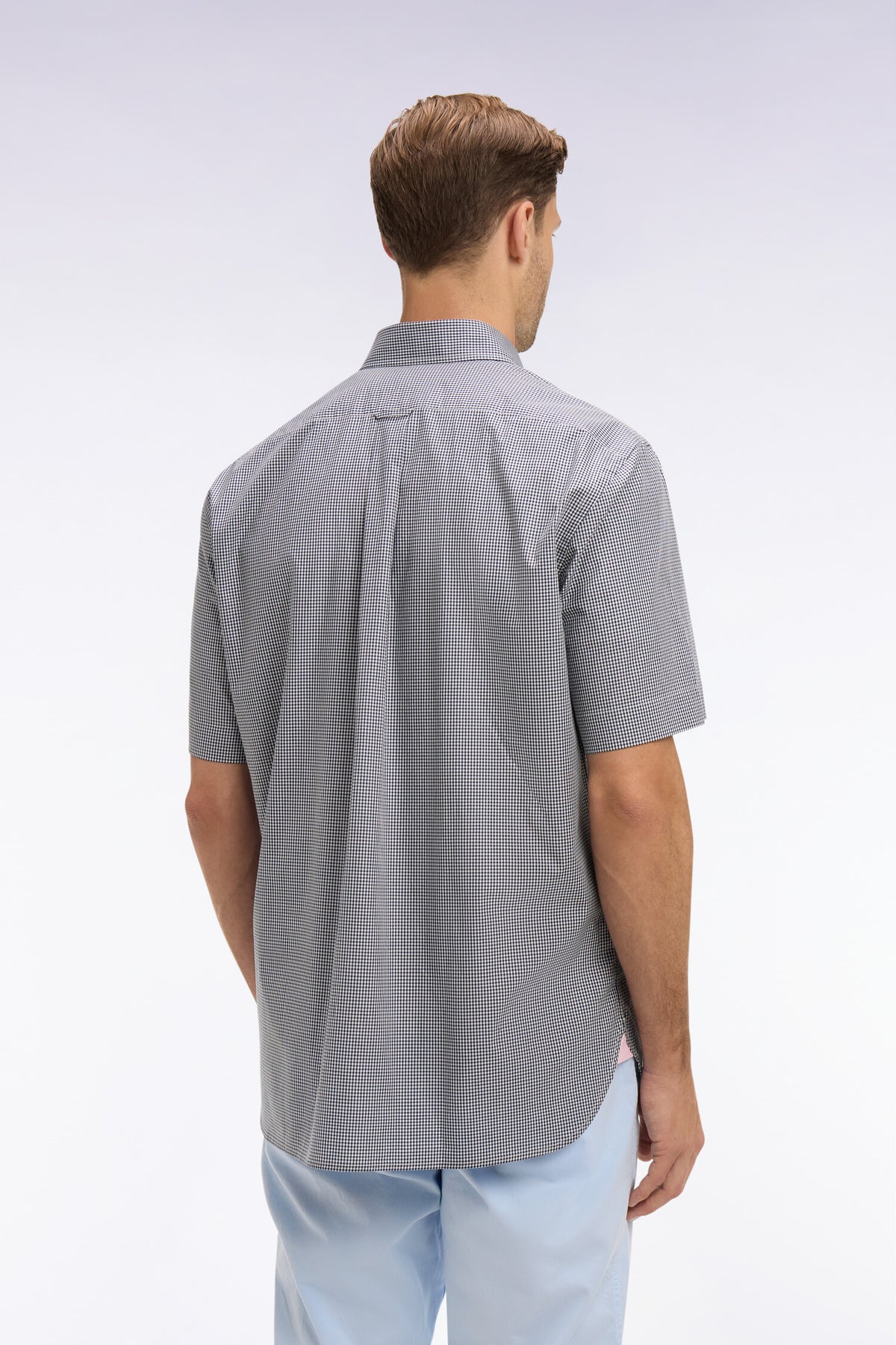 Eden Park Micro Check Short Sleeve Shirt - Navy