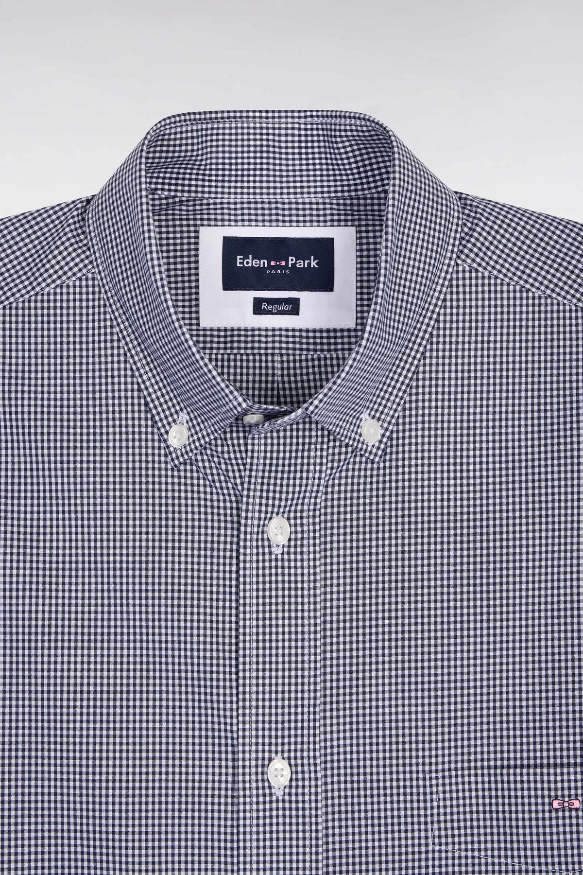 Eden Park Micro Check Short Sleeve Shirt - Navy