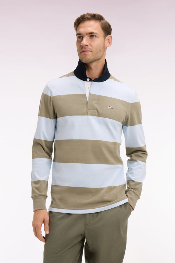 Eden Park Stripe Rugby Shirt - Green/Blue