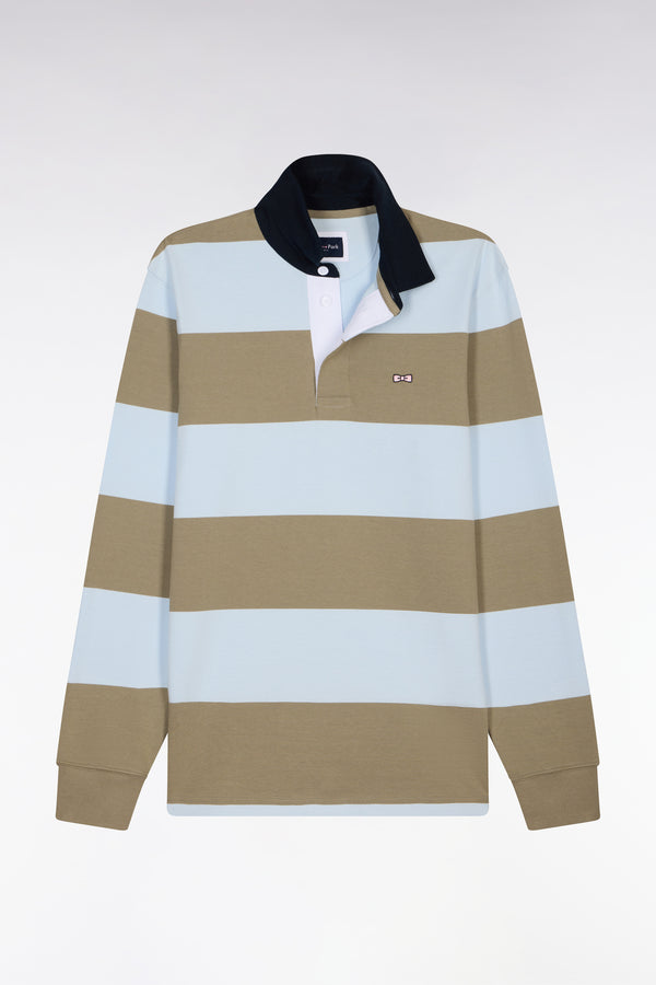 Eden Park Stripe Rugby Shirt - Green/Blue - Galvin for Men