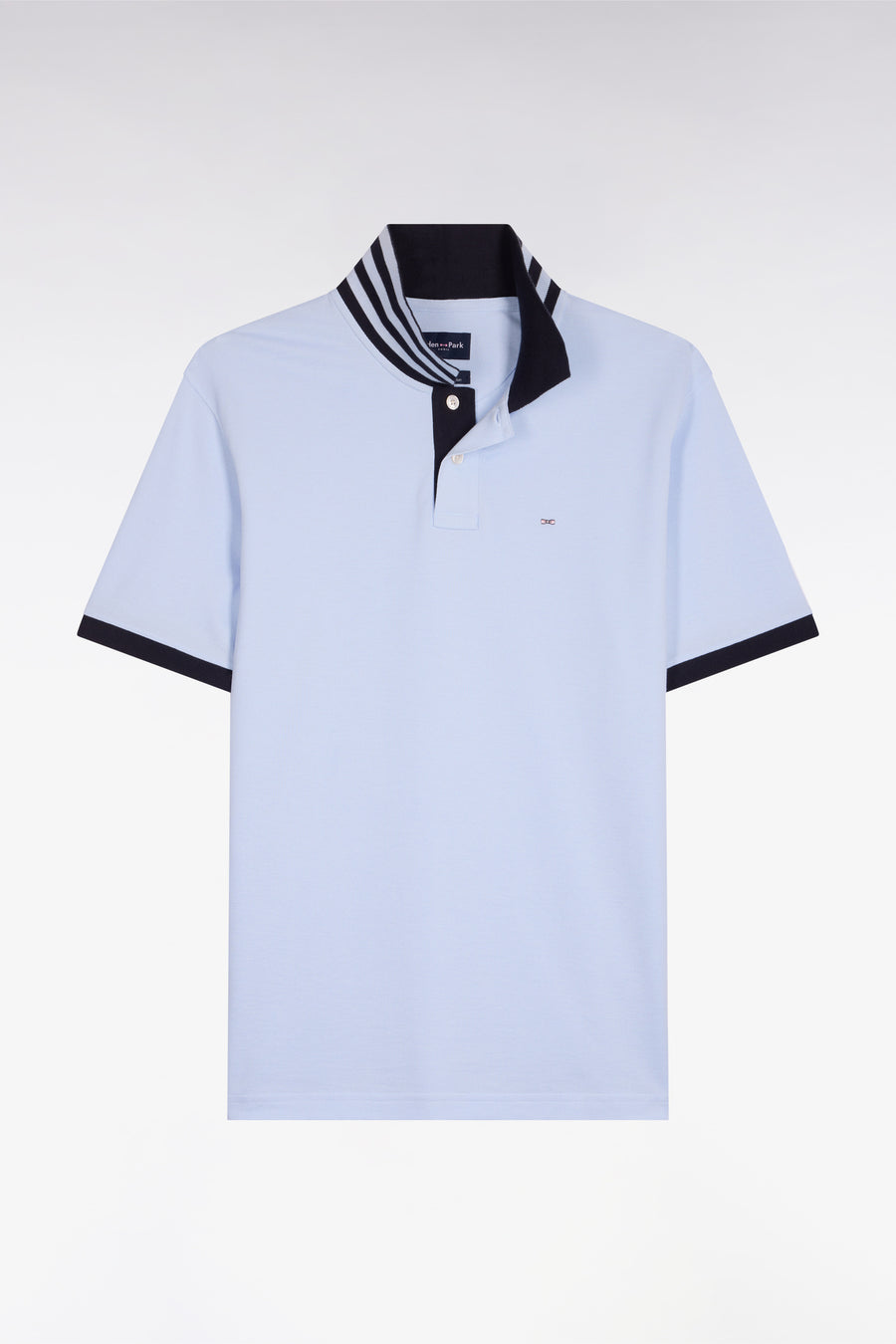 Eden Park Polo Shirt with Contrast Collar - Blue