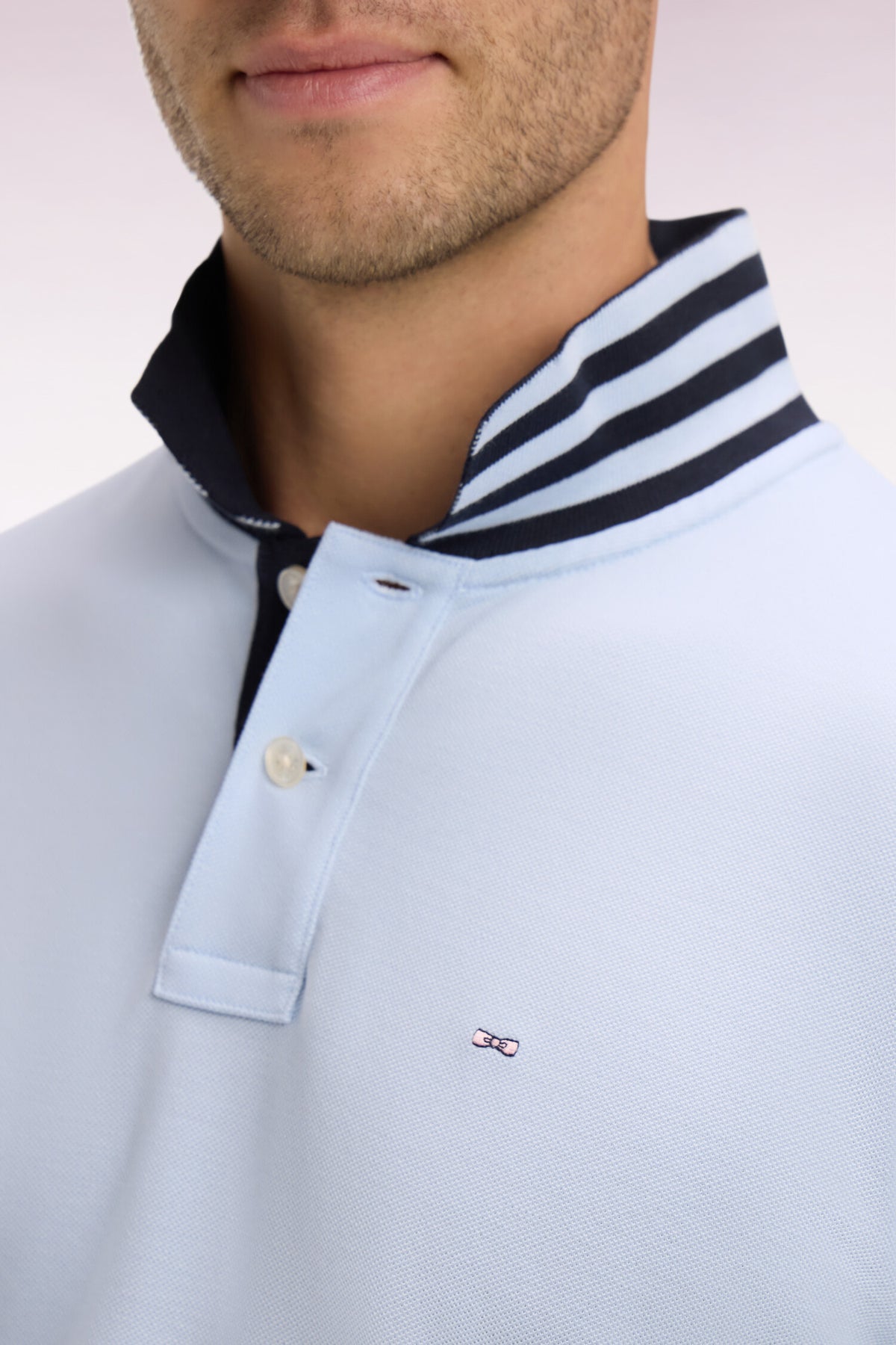 Eden Park Polo Shirt with Contrast Collar - Blue