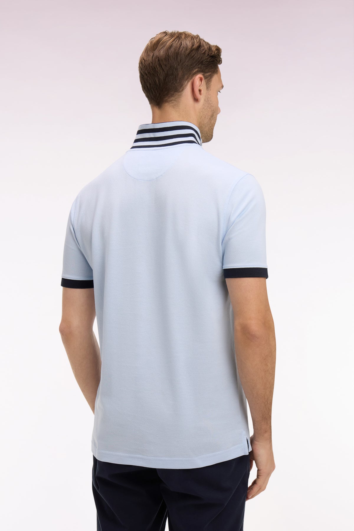 Eden Park Polo Shirt with Contrast Collar - Blue