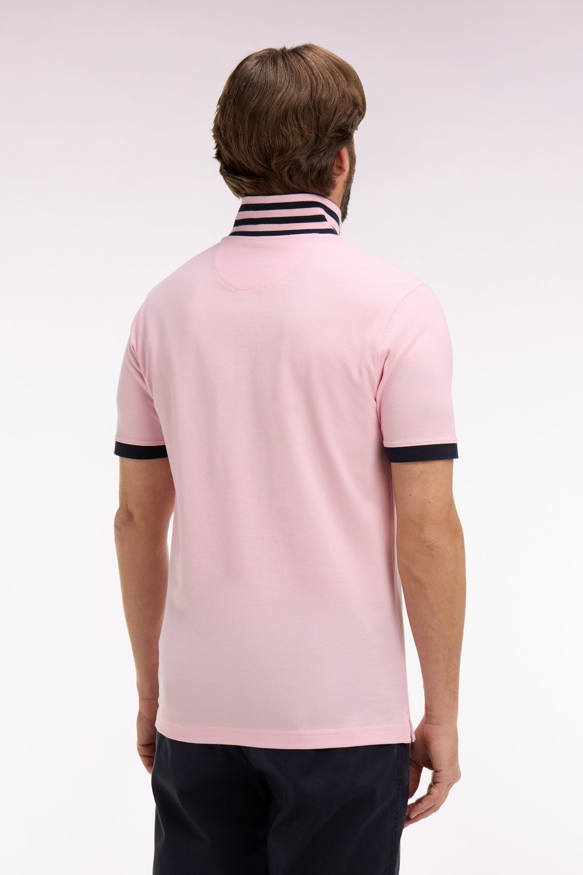 Eden Park Polo Shirt with Contrast Collar - Pink