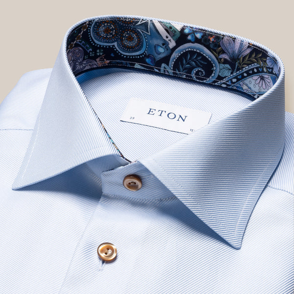 Eton Geometric Twill Shirt Contemporary Fit - Blue