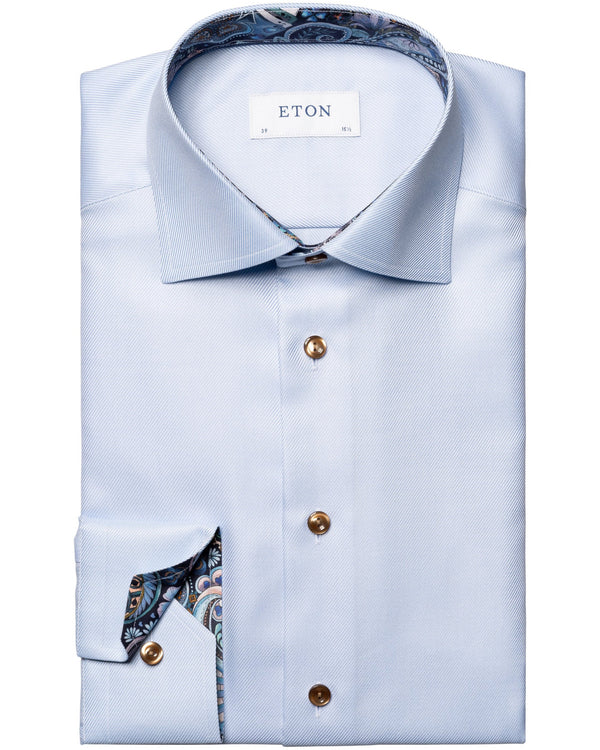 Eton Geometric Twill Shirt Contemporary Fit - Blue