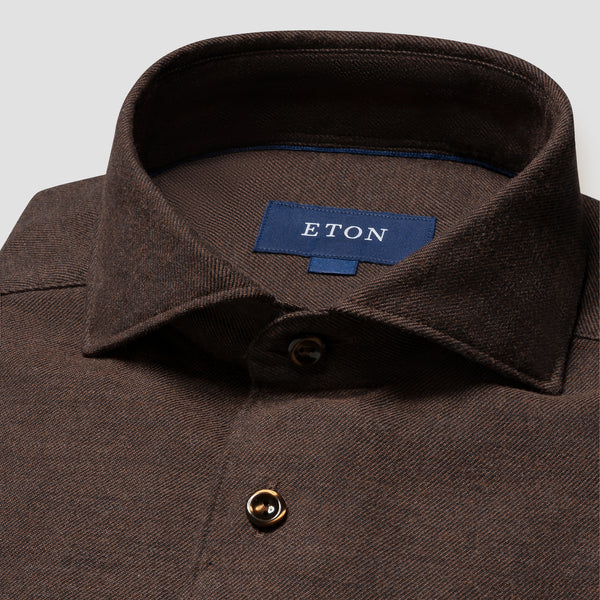 Eton Flannel Contemporary Fit Shirt - Brown