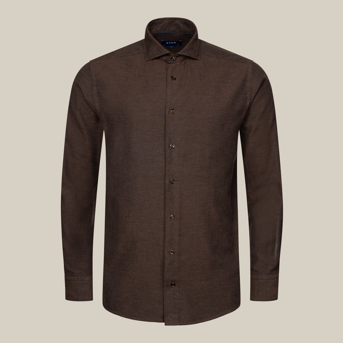Eton Flannel Contemporary Fit Shirt - Brown