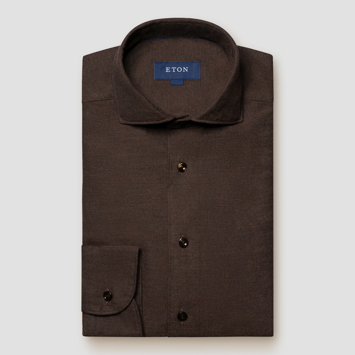 Eton Flannel Contemporary Fit Shirt - Brown