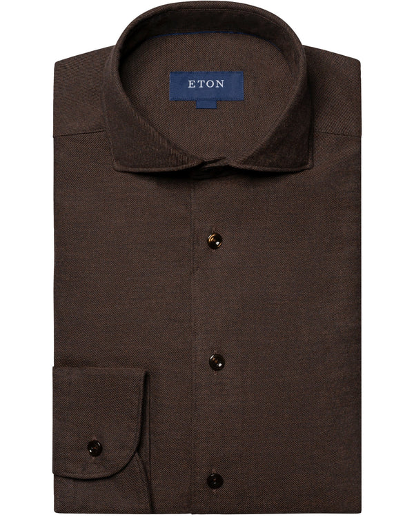 Eton Flannel Contemporary Fit Shirt - Brown