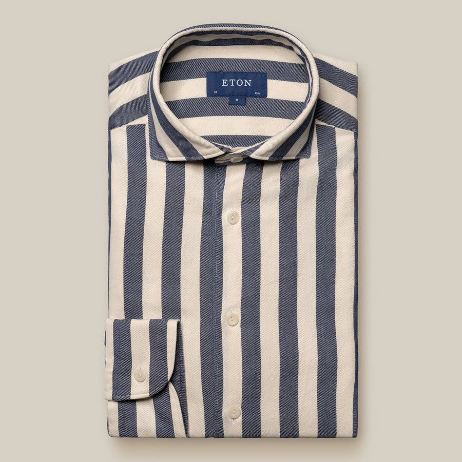 Eton Slim Fit Bold Striped Twill Shirt – Blue