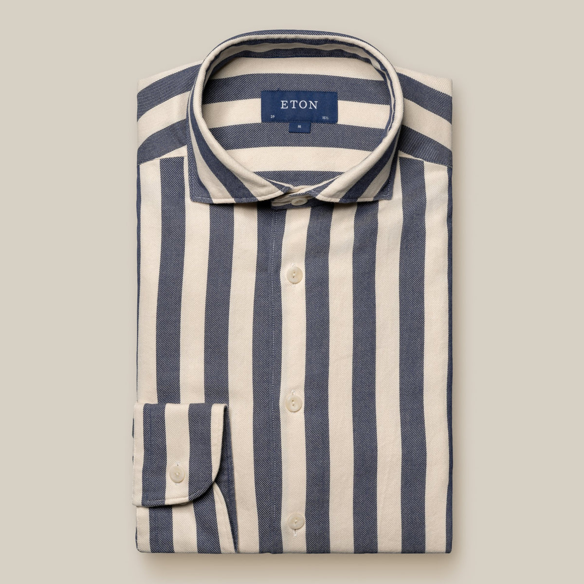 Eton Slim Fit Bold Striped Twill Shirt - Blue