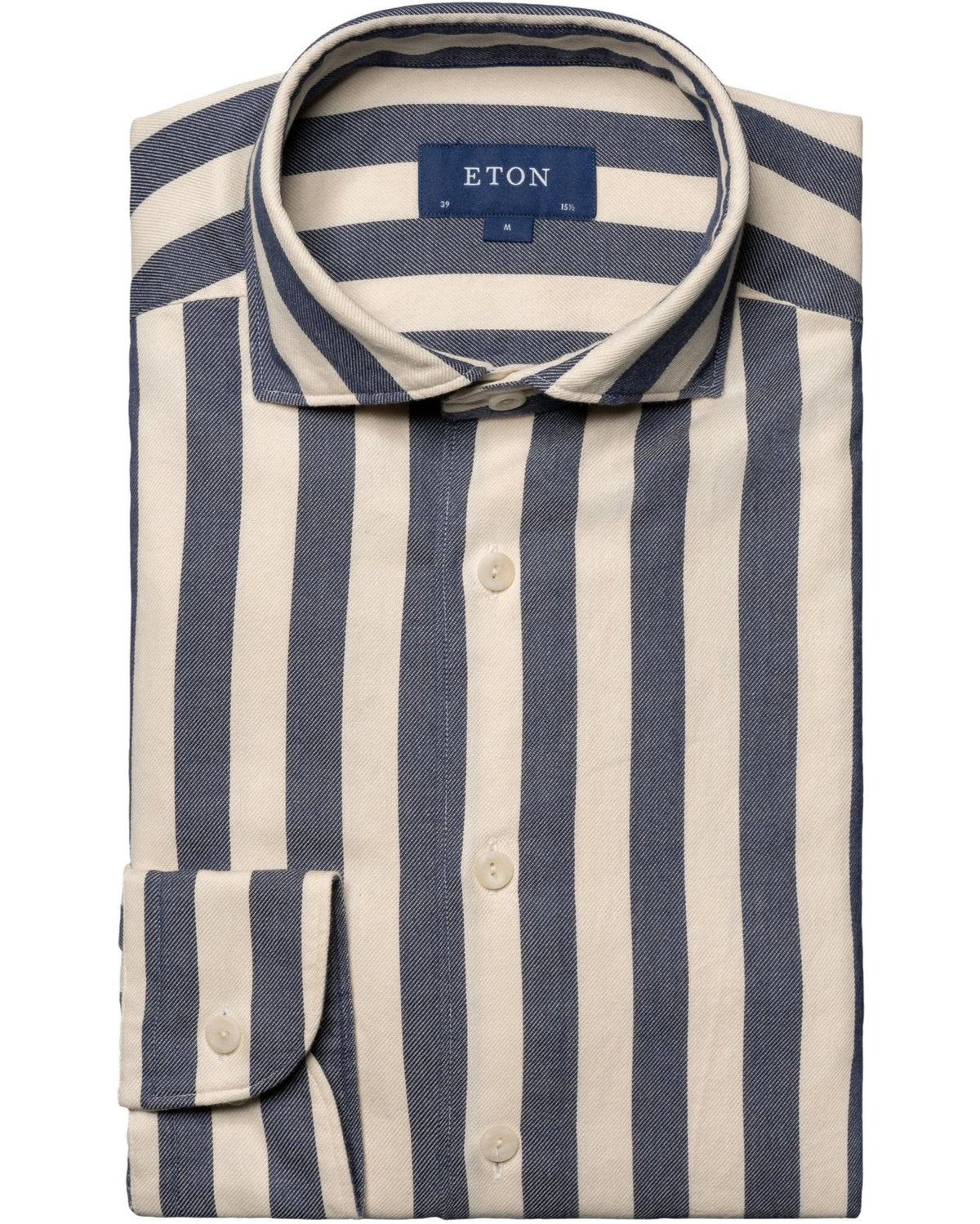 Eton Slim Fit Bold Striped Twill Shirt - Blue