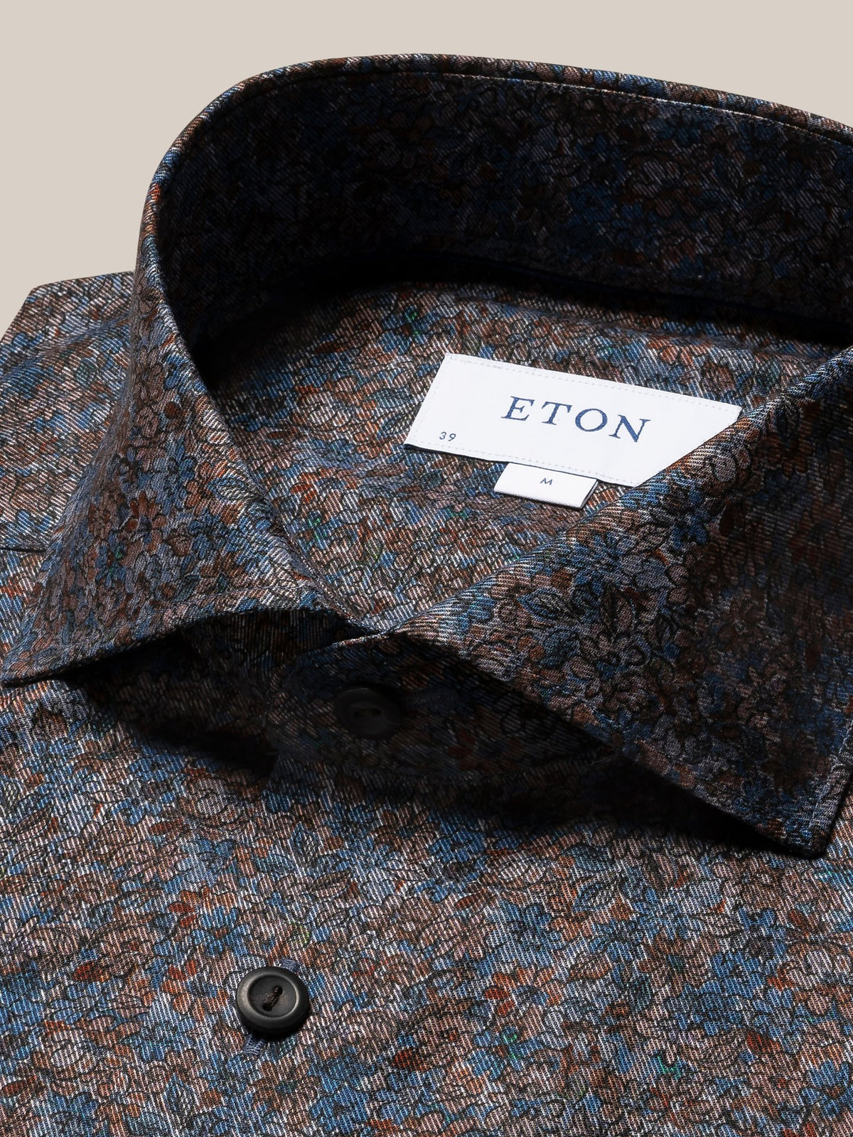Eton Slim Fit Melange Floral Print Shirt - Blue / Rust