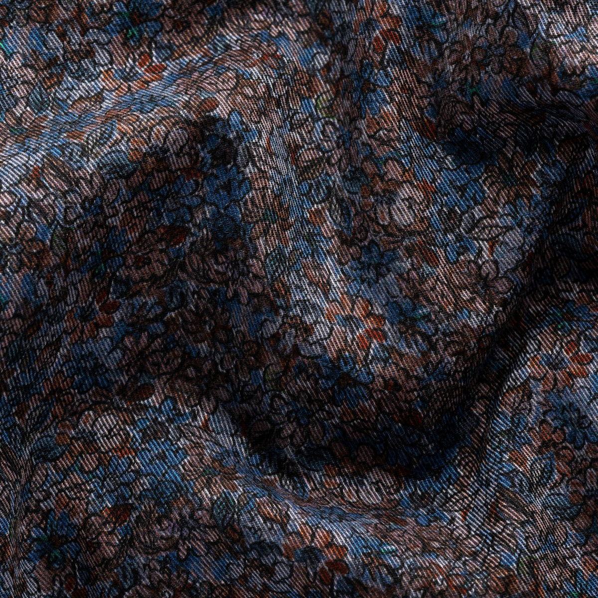 Eton Slim Fit Melange Floral Print Shirt - Blue / Rust