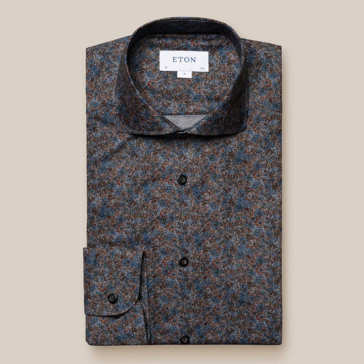 Eton Slim Fit Melange Floral Print Shirt - Blue / Rust
