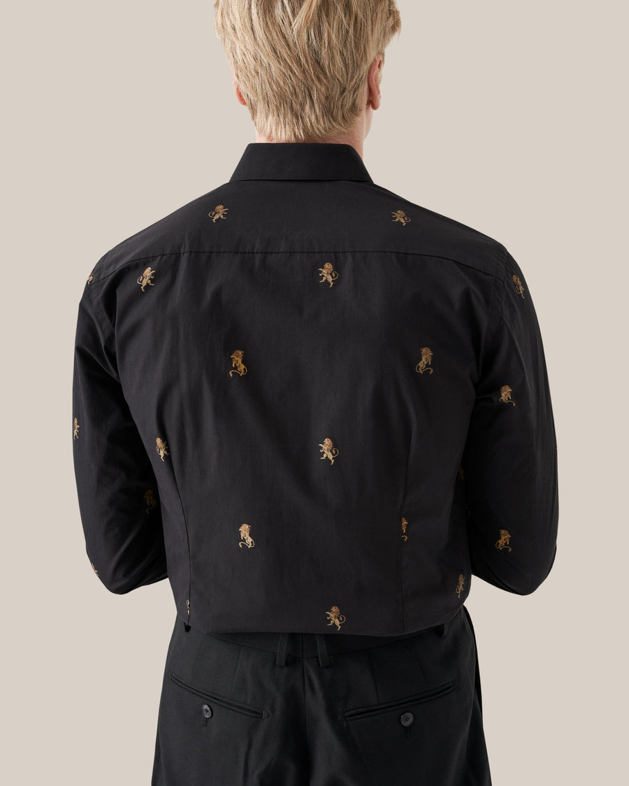 Eton Slim Fit Lion Fil Coupé Shirt – Black