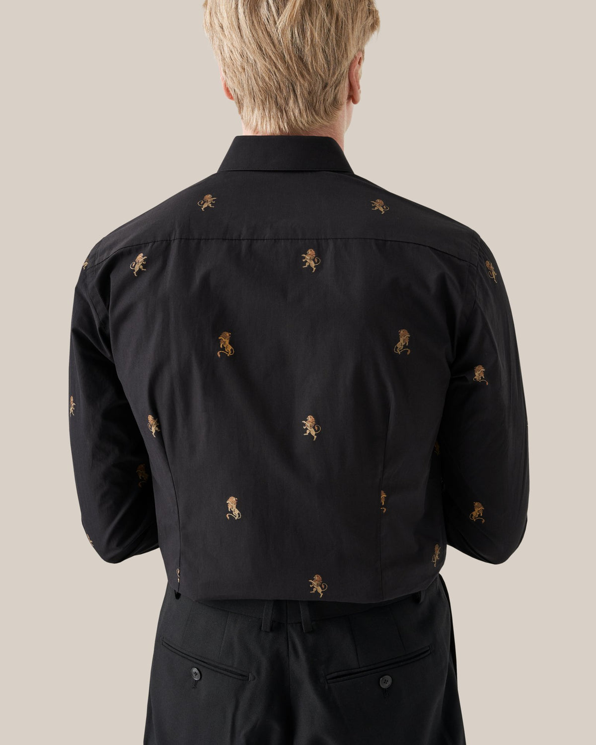 Eton Slim Fit Lion Fil Coupé Shirt - Black