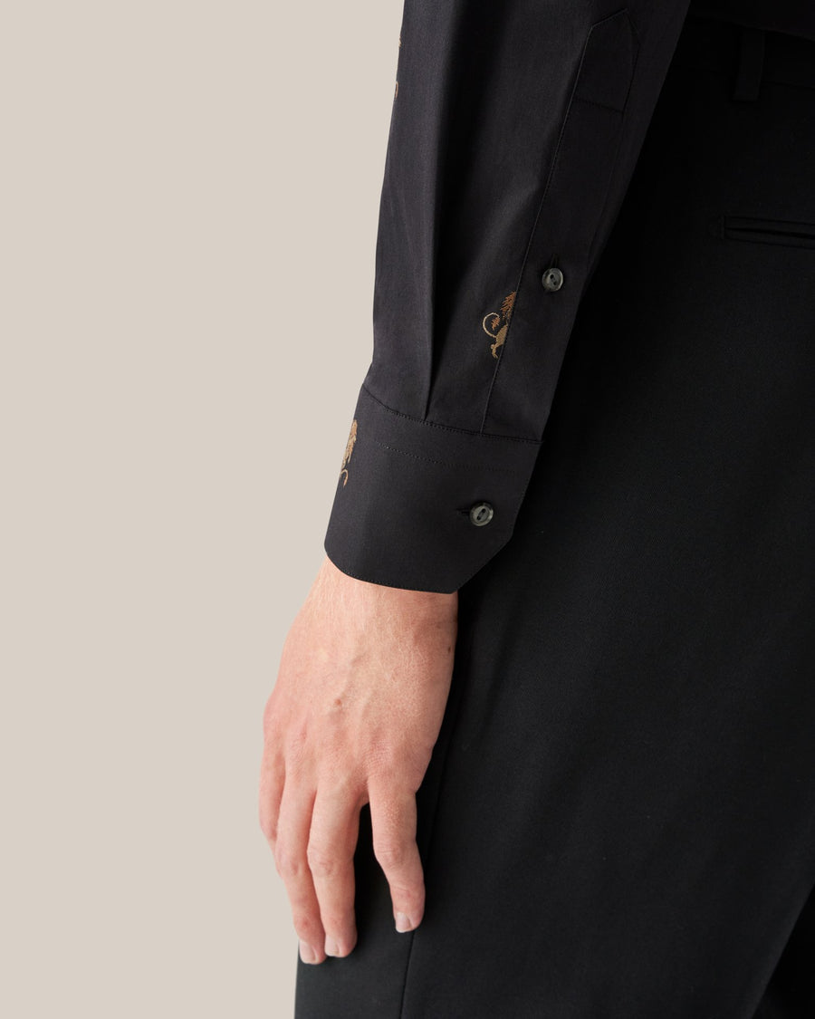Eton Slim Fit Lion Fil Coupé Shirt – Black