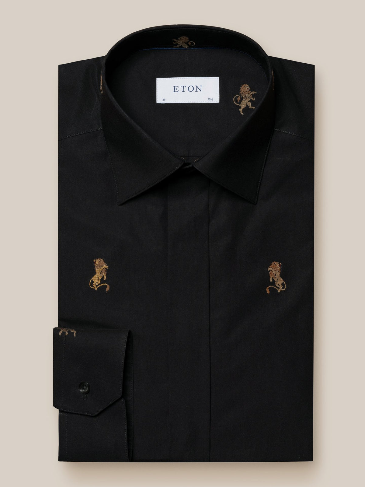 Eton Slim Fit Lion Fil Coupé Shirt - Black