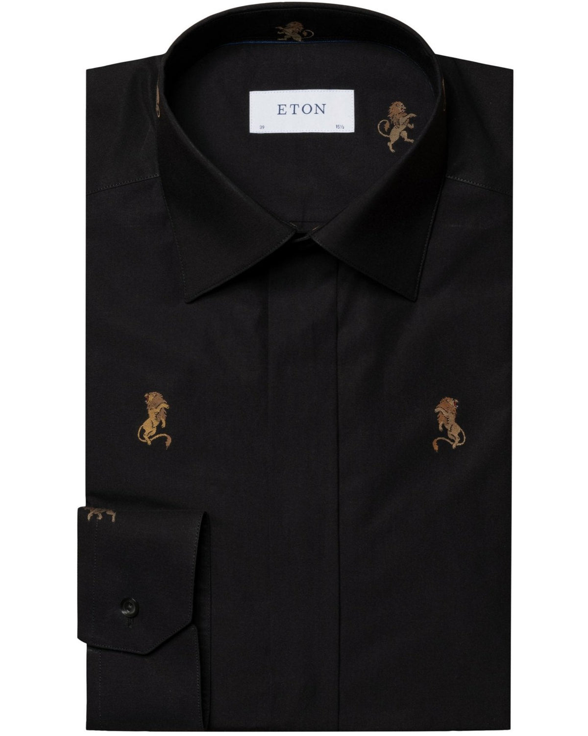 Eton Slim Fit Lion Fil Coupé Shirt - Black
