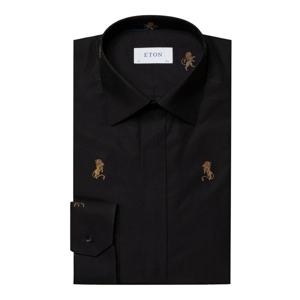 Eton Lion Fil Coupé Shirt - Black