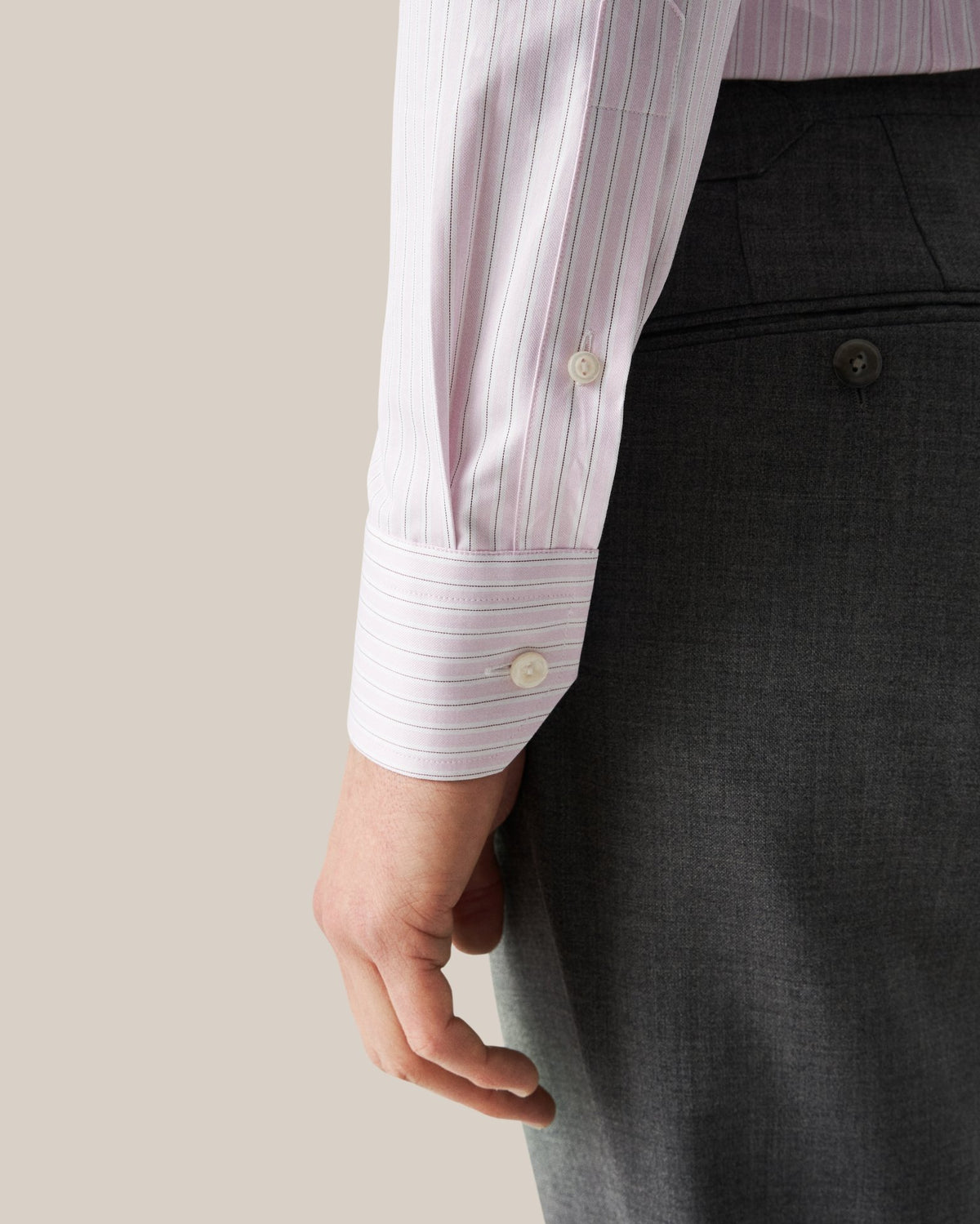 Eton Contemporary Fit Pink Striped White Collar Signature Twill Shirt - Pink