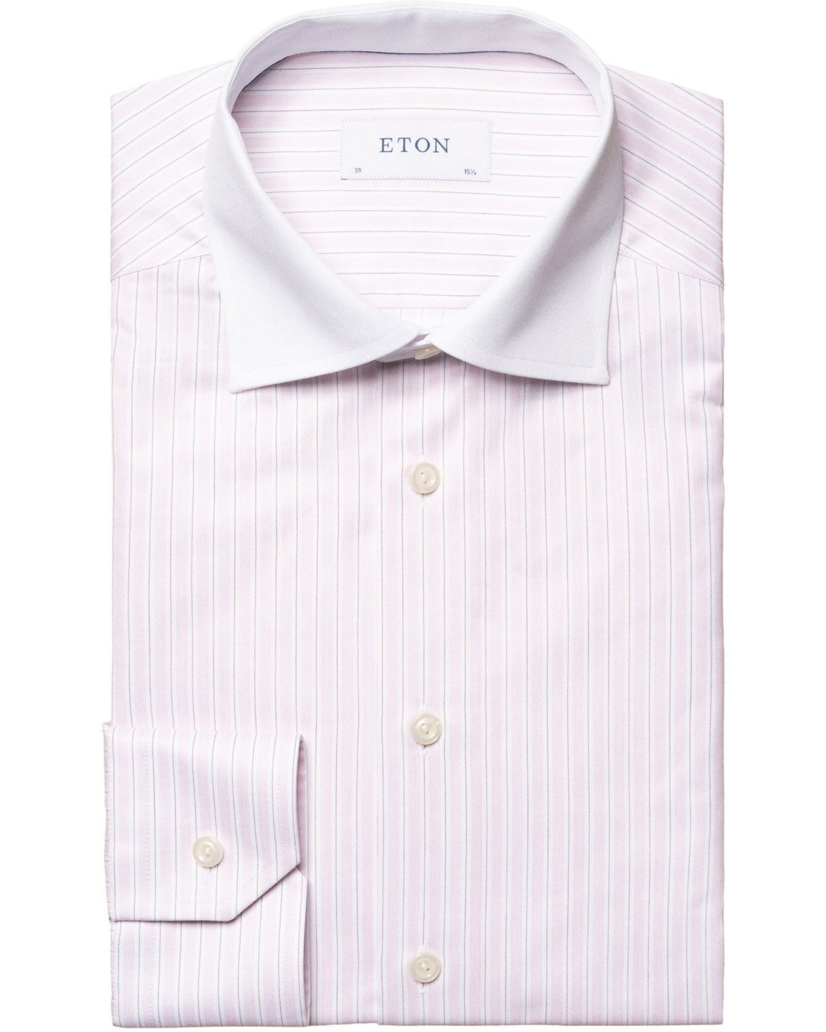 Eton Contemporary Fit Pink Striped White Collar Signature Twill Shirt - Pink