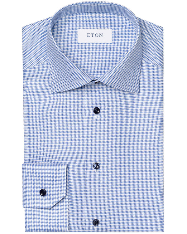 Eton Houndstooth Signature Contemporary Fit - Blue