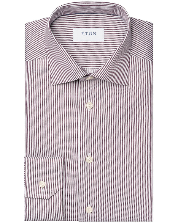 Eton Striped Contemporary Fit Shirt - Red