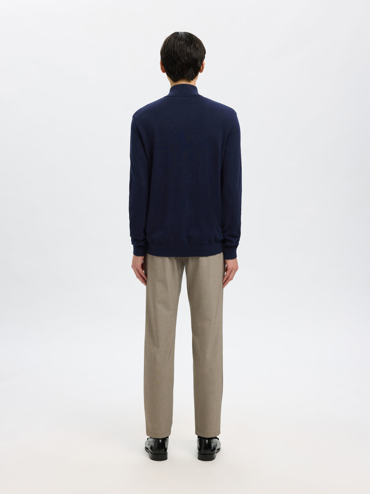 Selected Homme Berg LS Half Zip  Knit - Navy