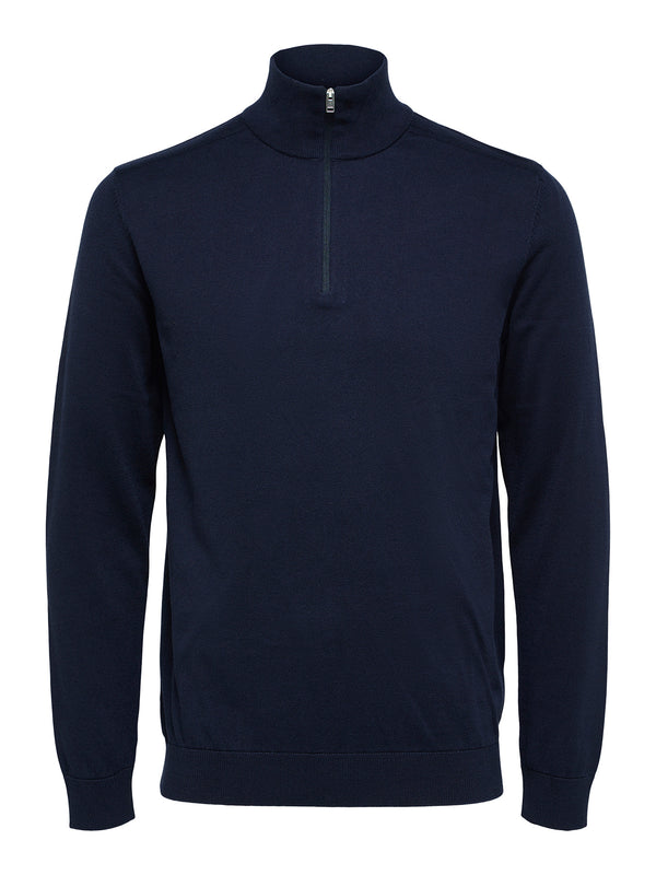 Selected Homme Berg LS Half Zip  Knit - Navy