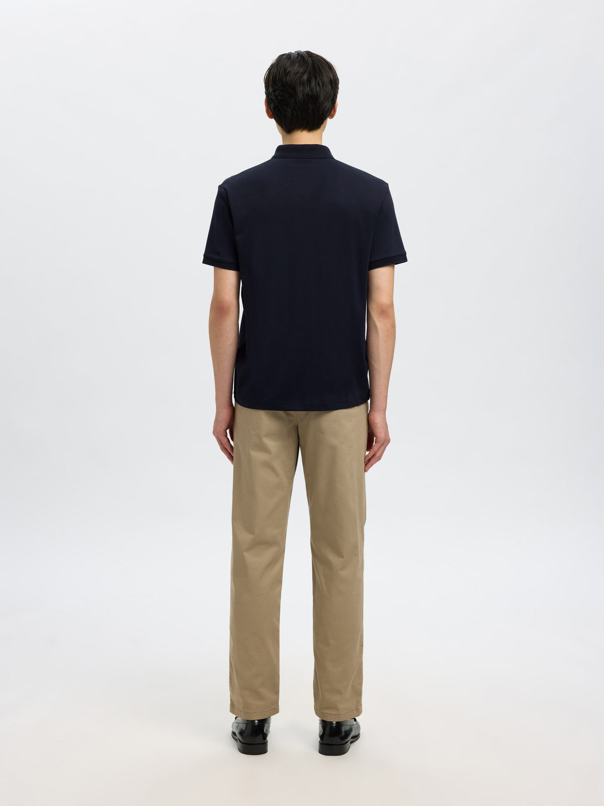 Selected Homme Fave Zip SS Polo - Navy