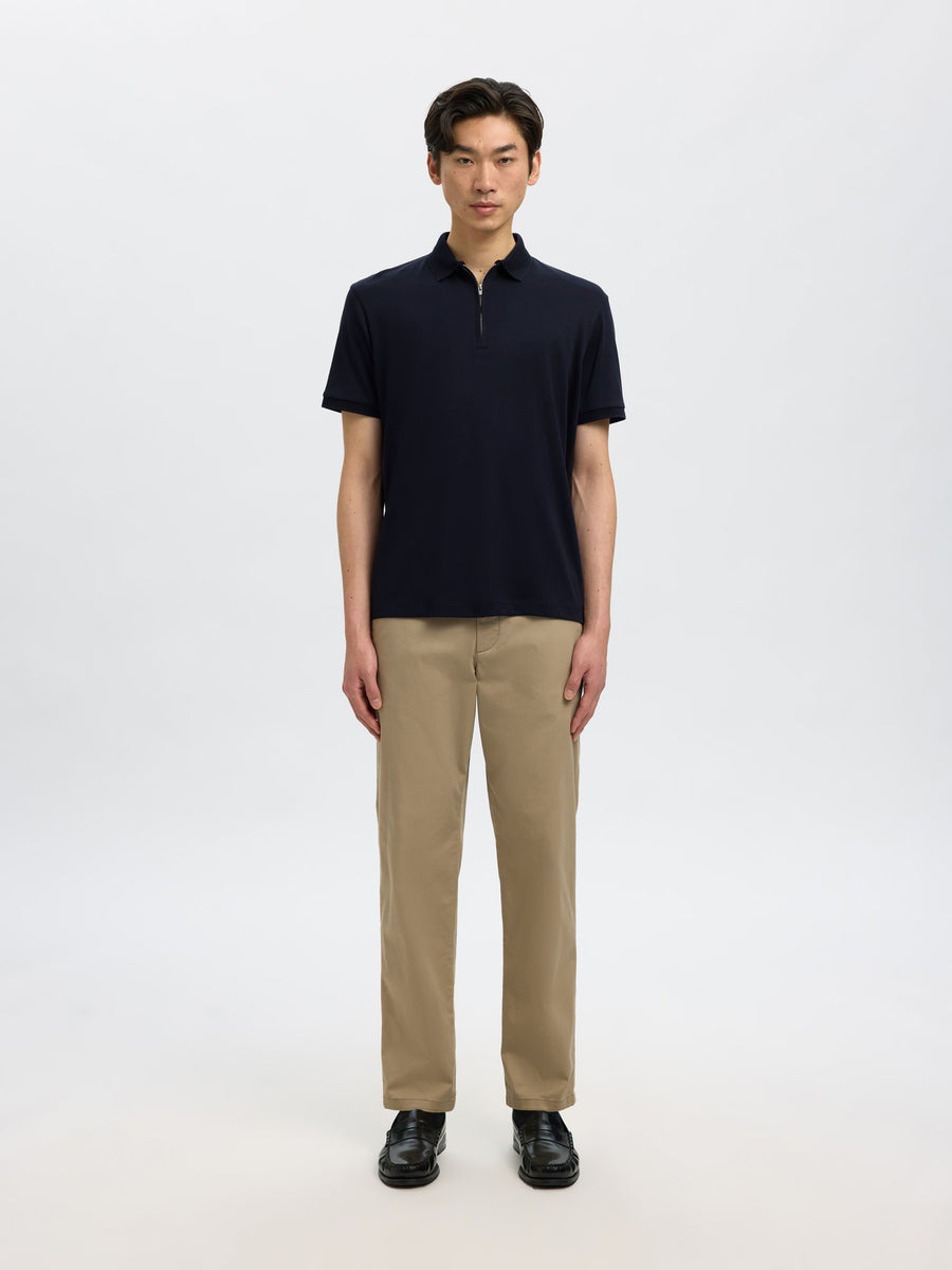 Selected Homme Fave Zip Polo Shirt - Navy