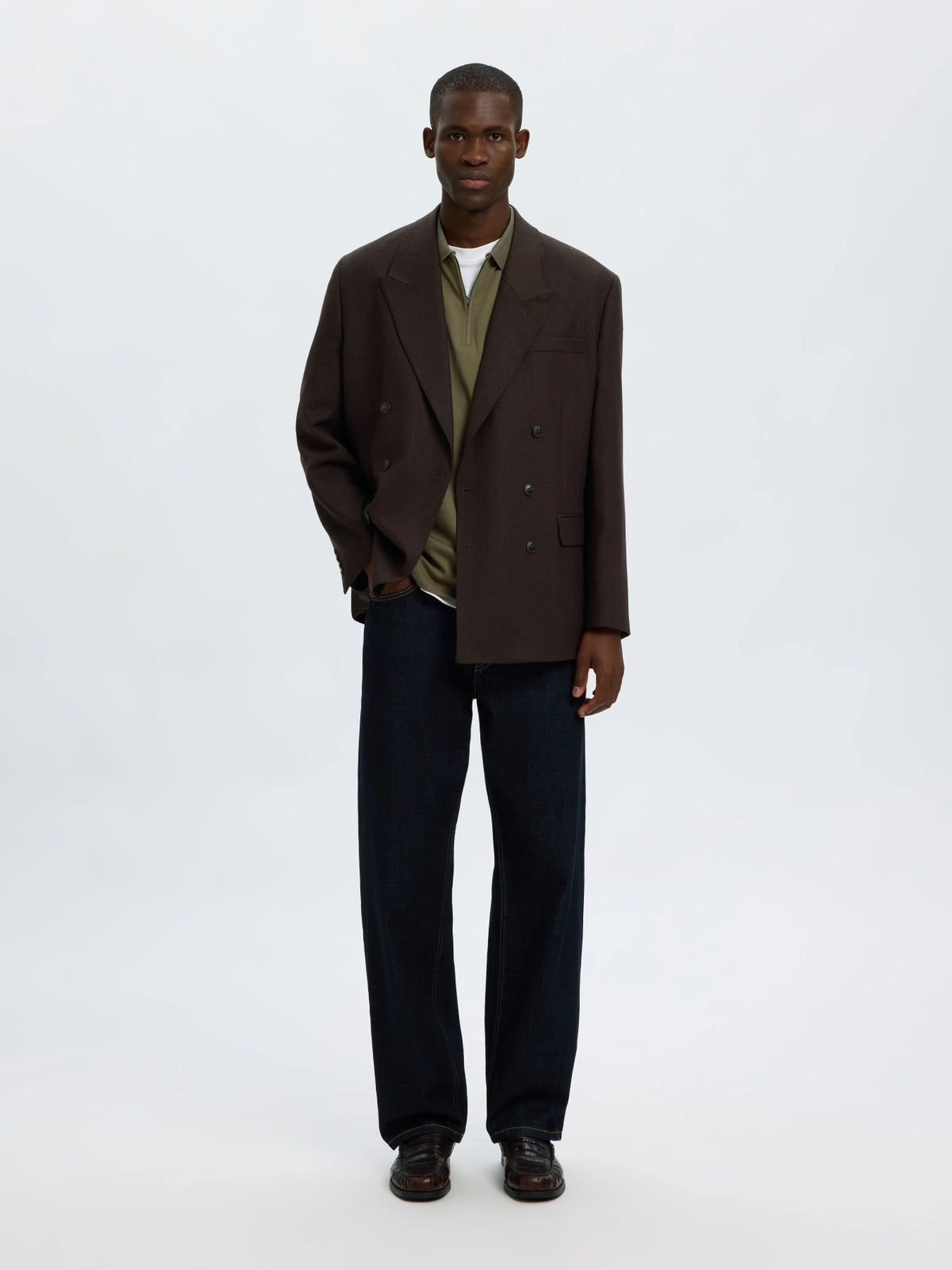 Selected Homme Fave Zip SS Polo - Green