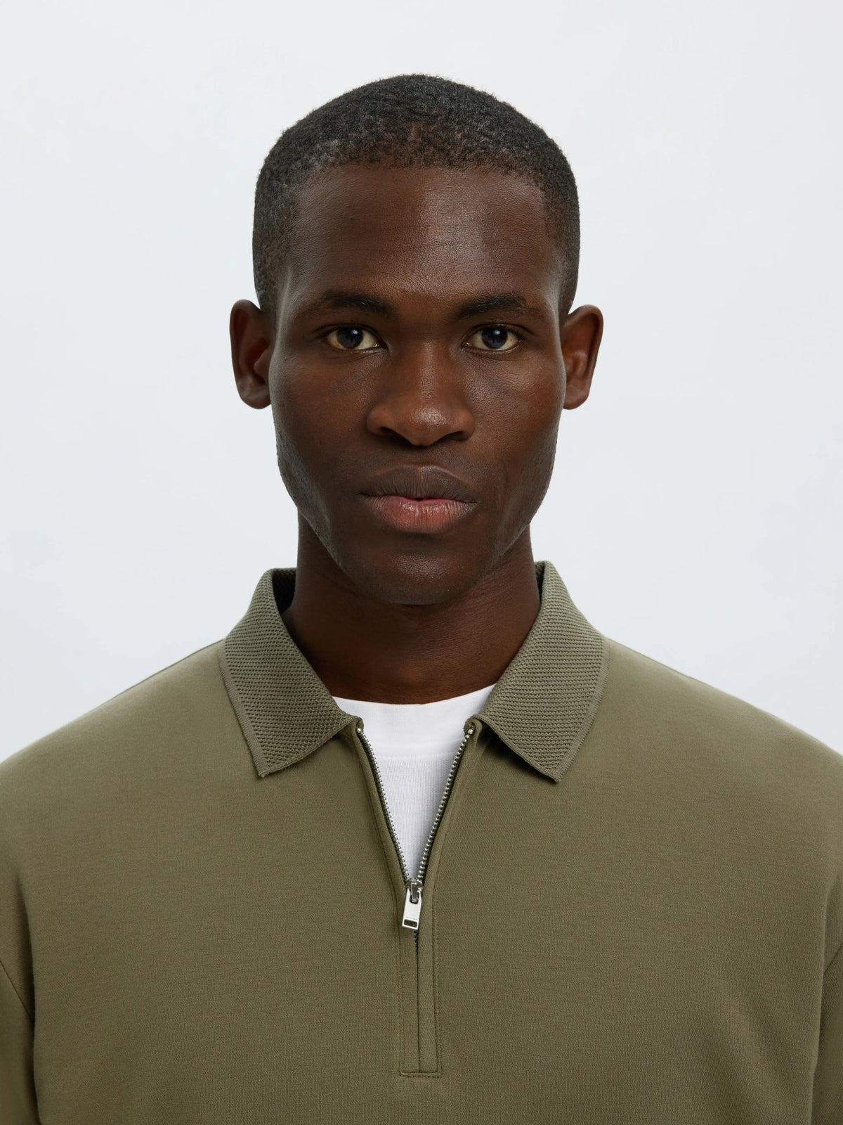 Selected Homme Fave Zip SS Polo - Green