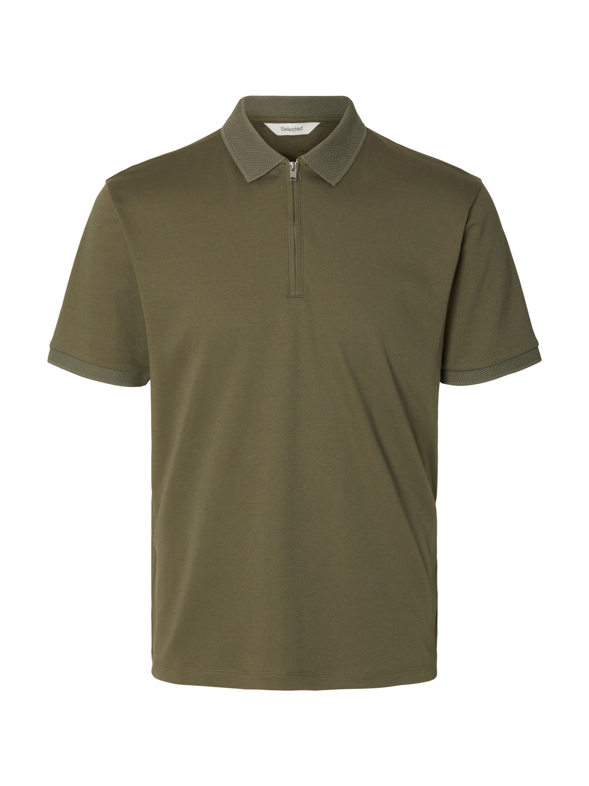 Selected Homme Fave Zip SS Polo - Green