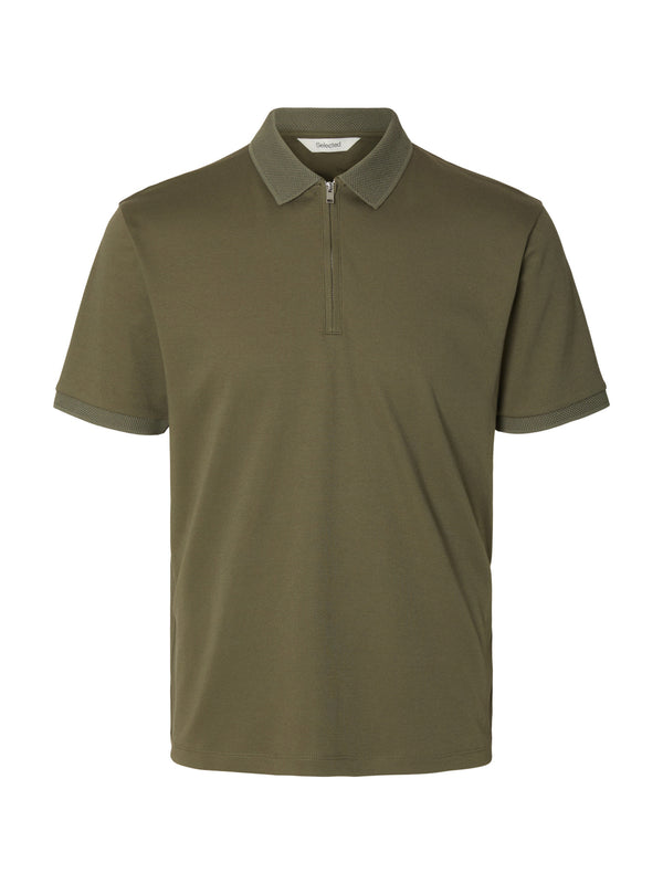Selected Homme Fave Zip SS Polo - Green