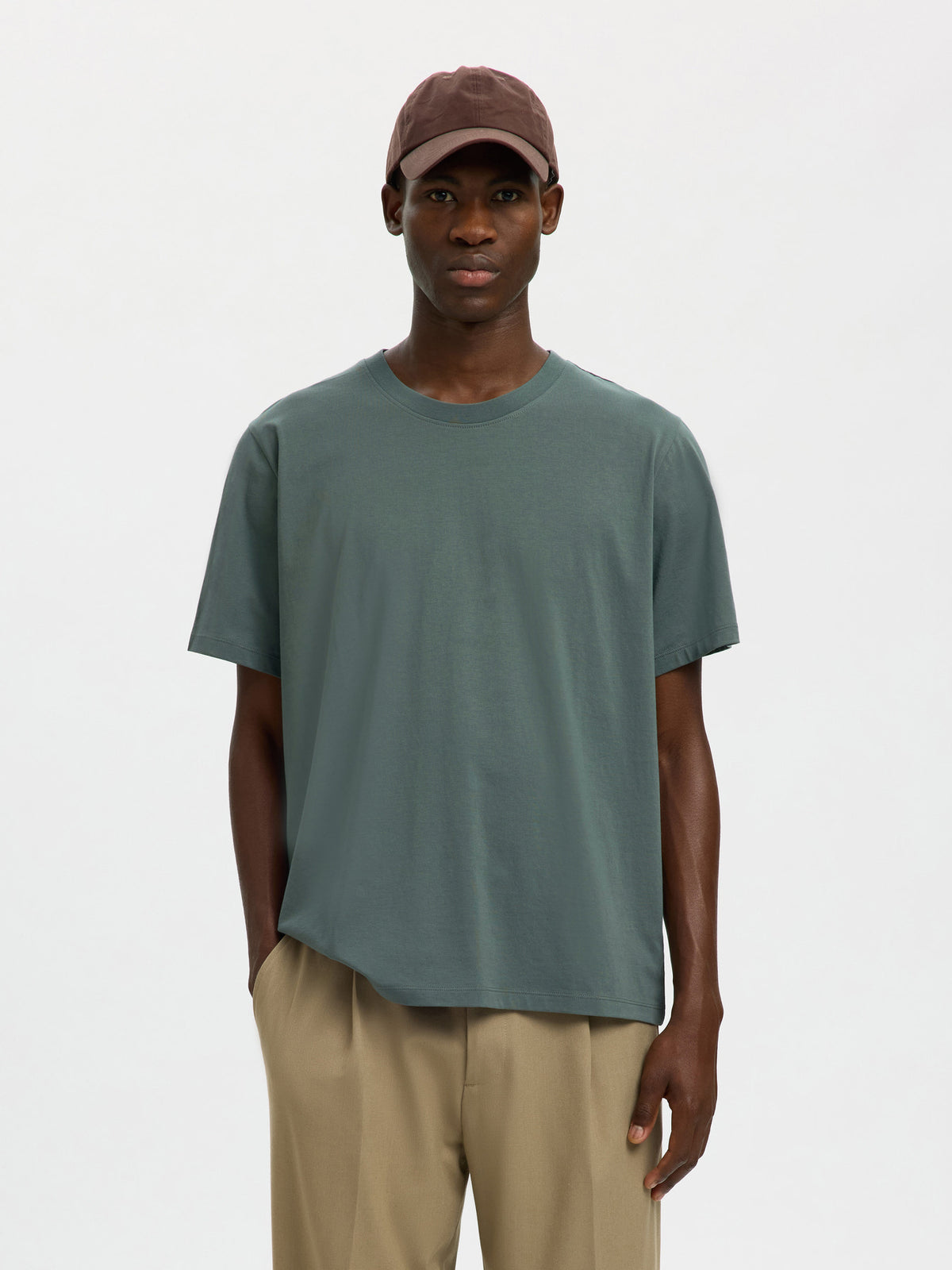 Selected Homme Aspen Crew Neck T-Shirt - Balsam Green
