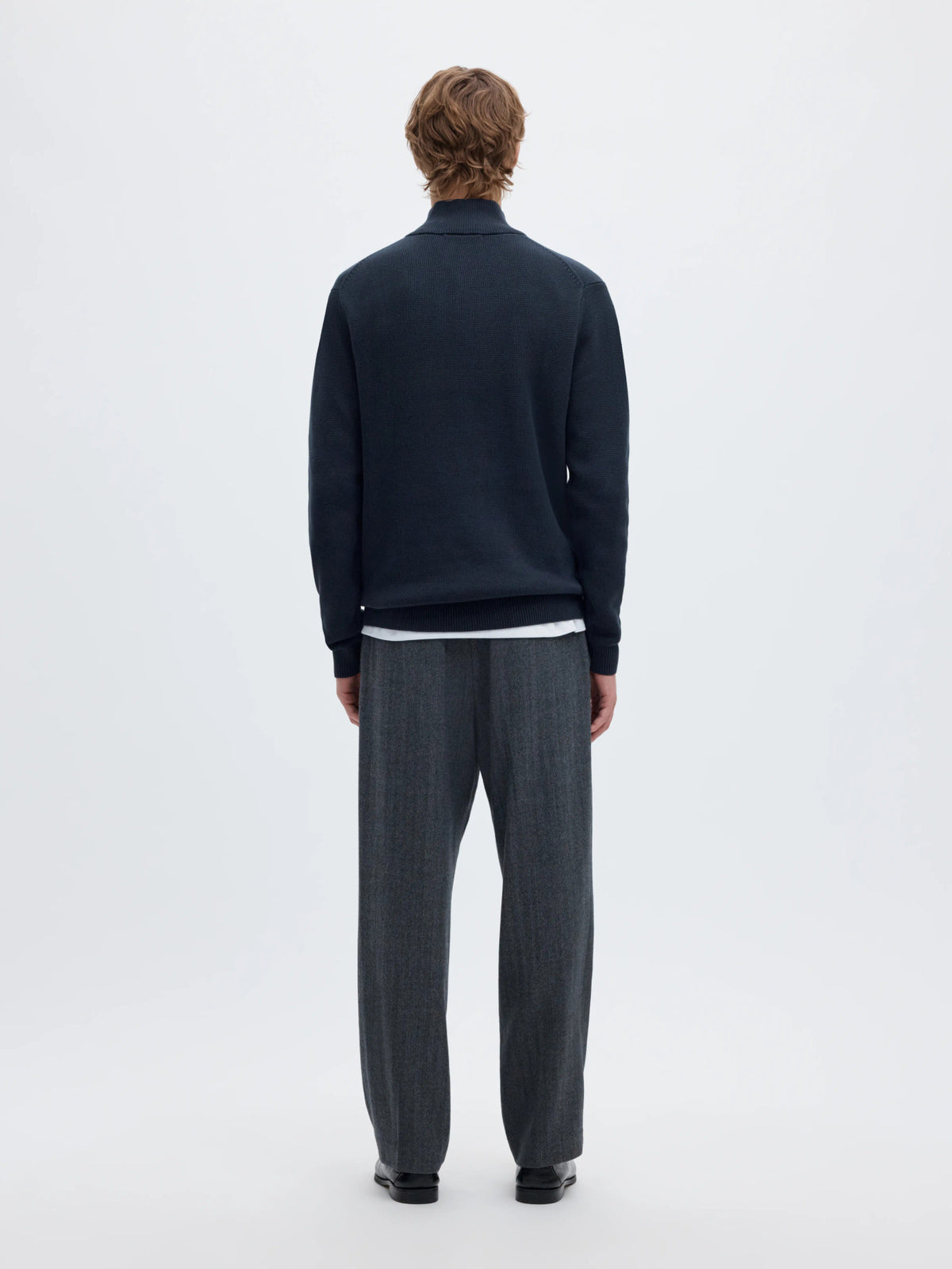 Selected Homme Dane LS knit Structure Half Zip - Navy