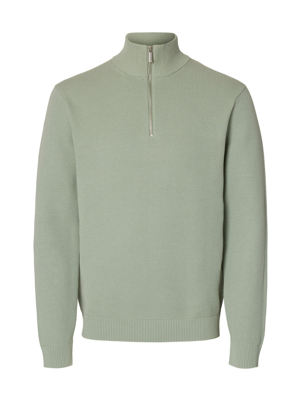 Selected Homme Dane LS Knit Structure Half Zip - Aqua Grey
