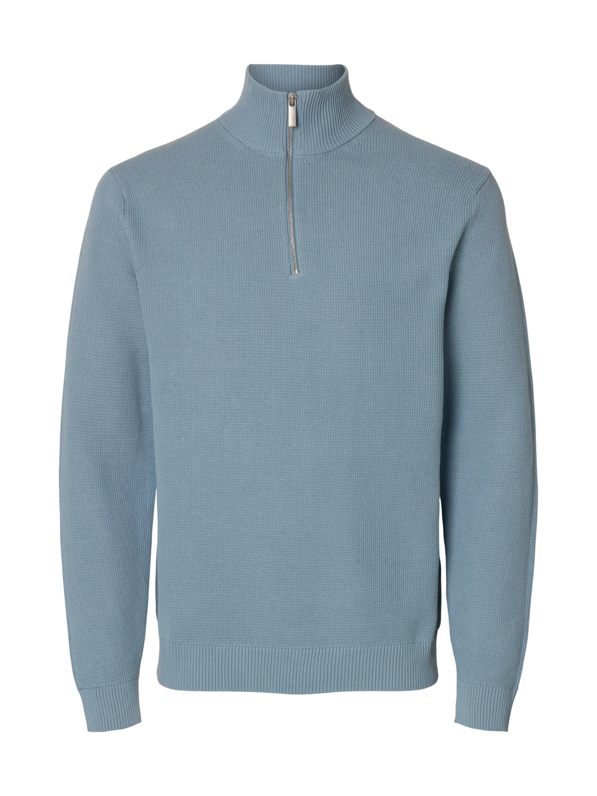 Selected Homme Dane LS Knit Structure Half Zip - Dusty Blue